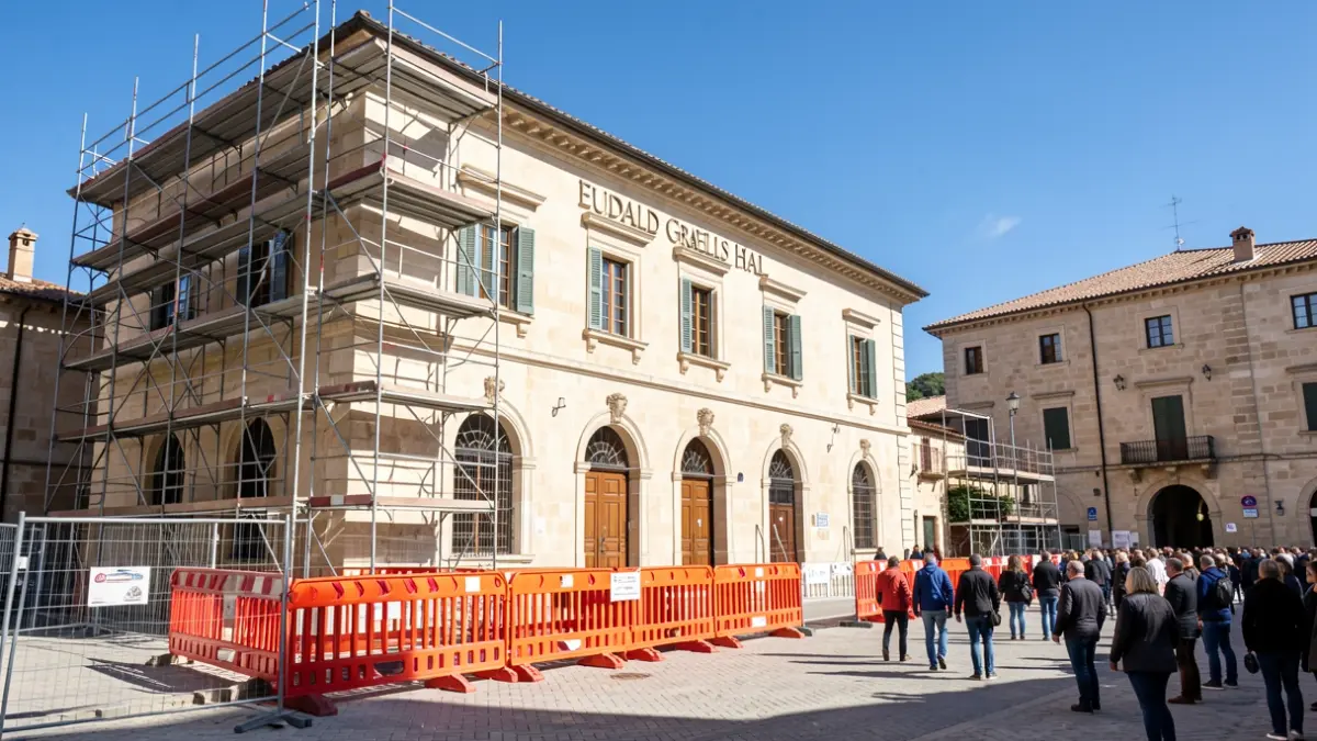 Imagen genérica de las obras de remodelación de la Sala Eudald Graells en Ripoll.