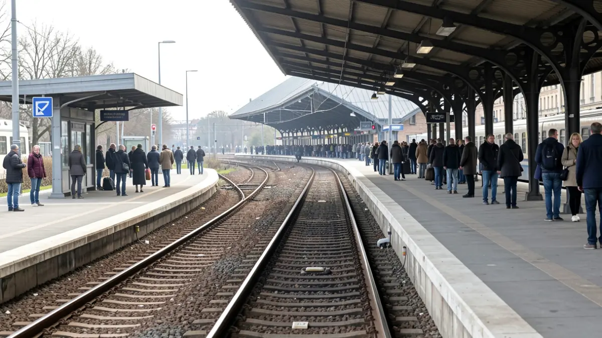 Generic image of an empty train platform with tracks disappearing into the distance.