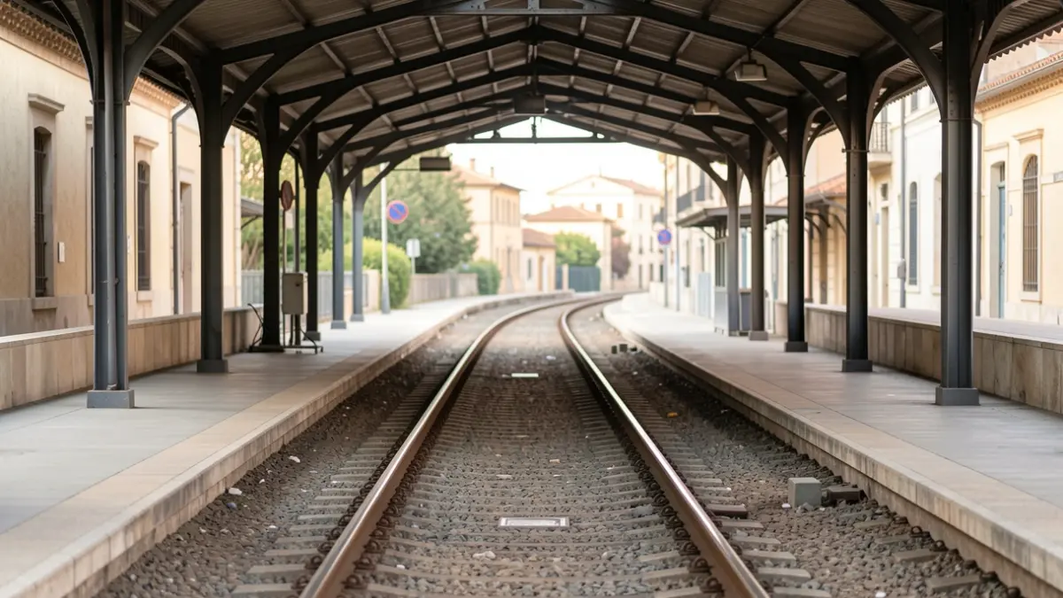 Generic image of an empty train platform with tracks.
