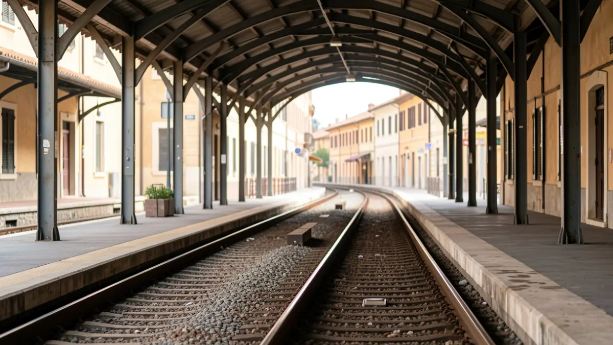 Imatge genèrica d'una andana de tren buida amb vies.