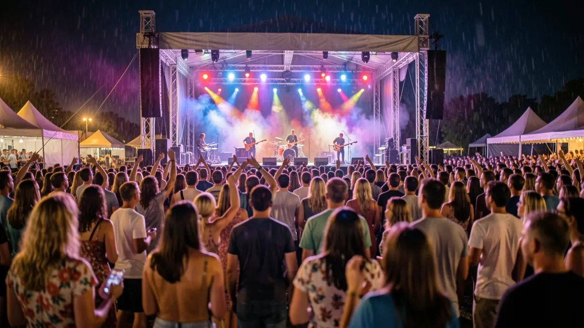 Imagen genérica de un concierto al aire libre con público y luces.