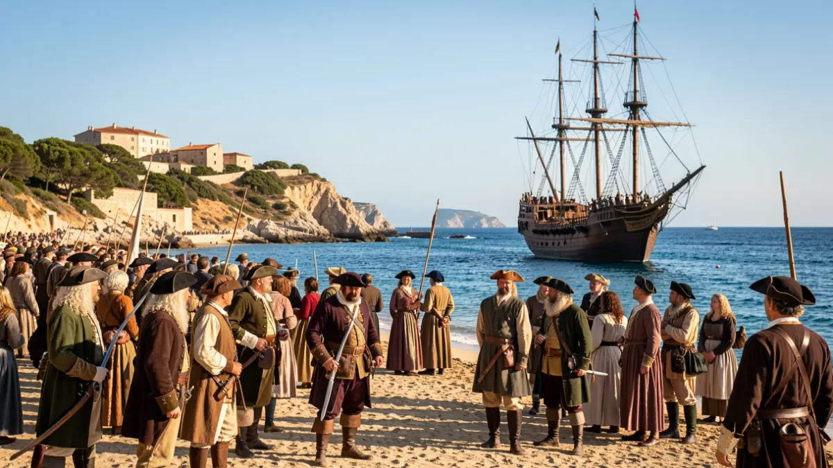 Generic image of a historical reenactment of pirates and corsairs on the coast of Salou.