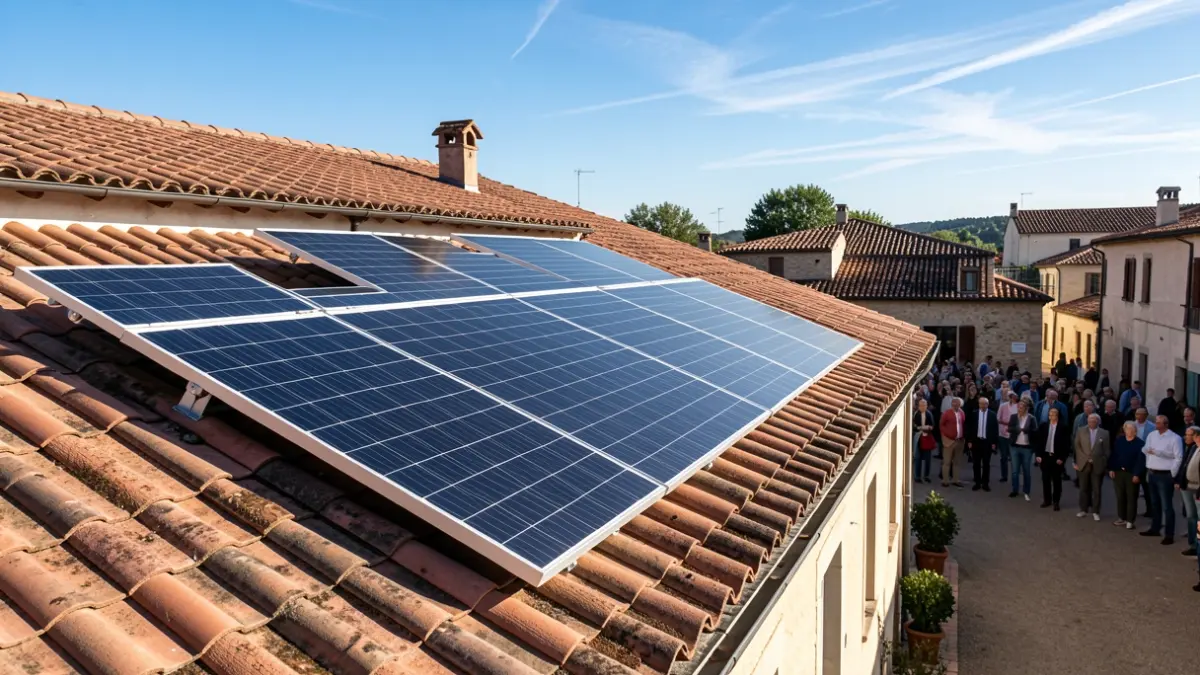 Paneles solares instalados en la cubierta de un centro educativo en Sabadell.