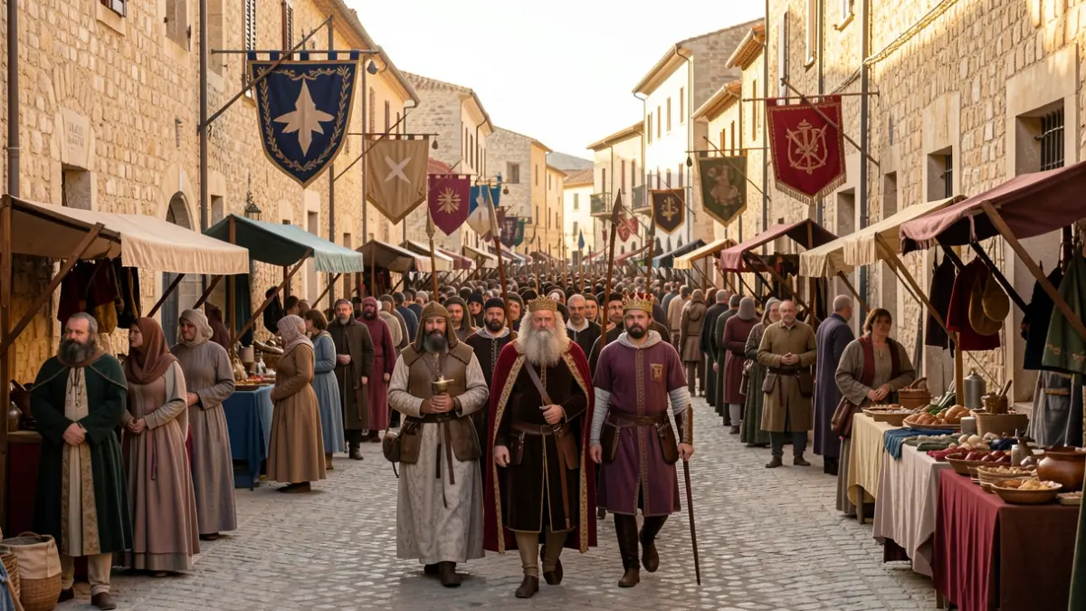 Imatge genèrica d'una festa medieval a Salou amb una processó històrica.