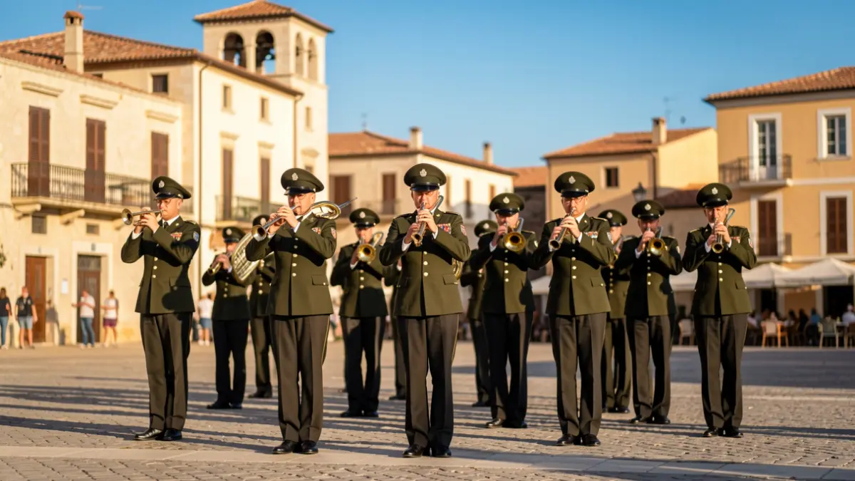 Imatge genèrica d'una banda militar tocant en una plaça de Salou.