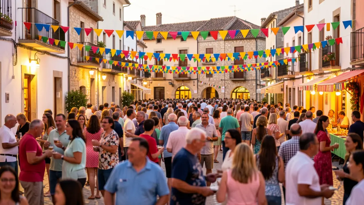 Generic image of the Festa Major of Sant Agustí de Lluçanès with decorations and people.