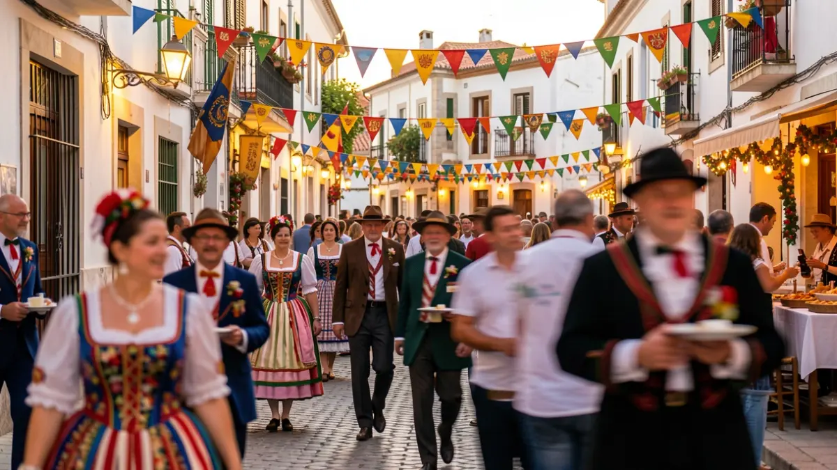 Imagen genérica de la Fiesta Mayor de Sitges con ambiente festivo y arquitectura mediterránea.