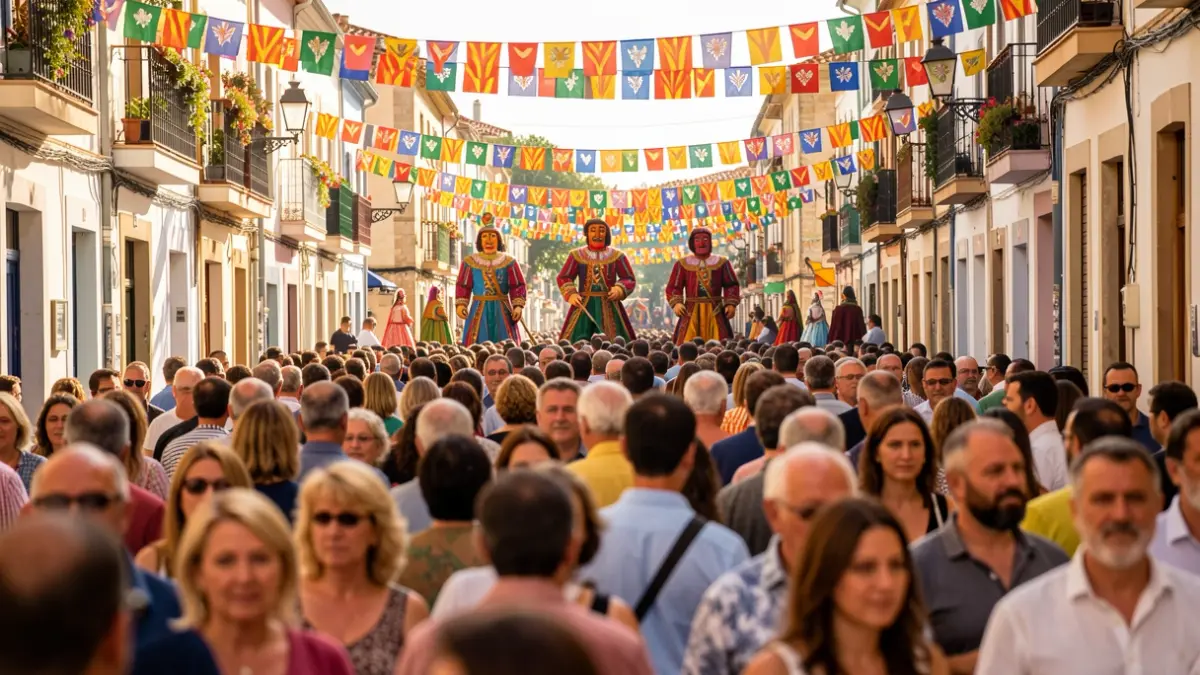 Imagen genérica de una fiesta mayor en Sitges con elementos folclóricos.
