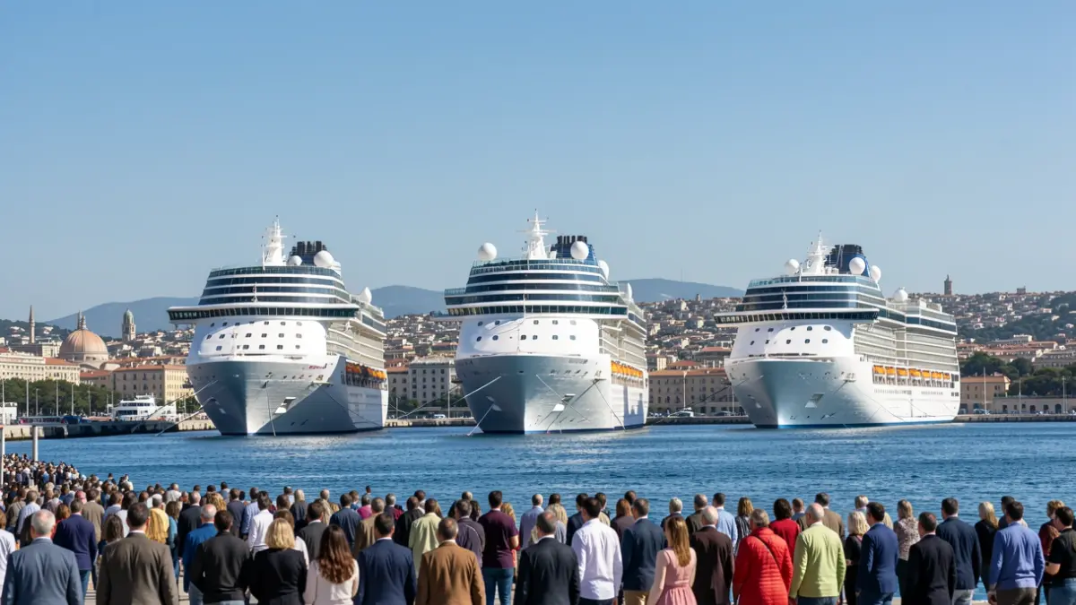 Generic image of three cruise ships docked at the port of Tarragona.