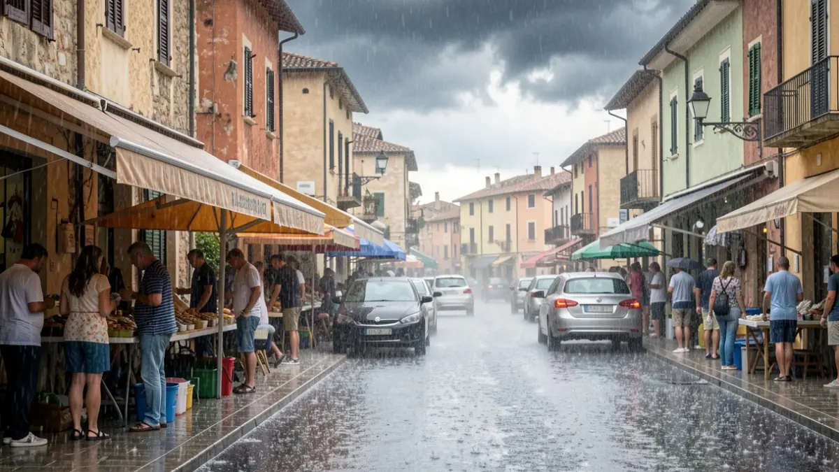 Imagen genérica de lluvia intensa y granizo en una ciudad mediterránea.