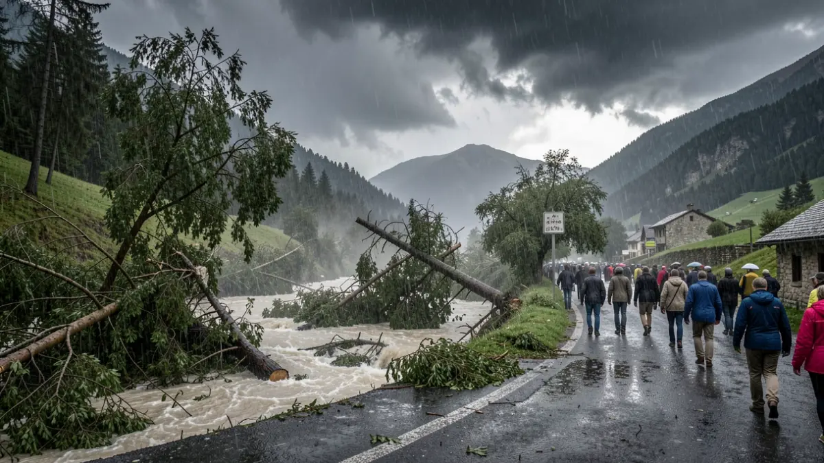 Imatge genèrica d'una tempesta amb pluja i pedra al Pirineu.