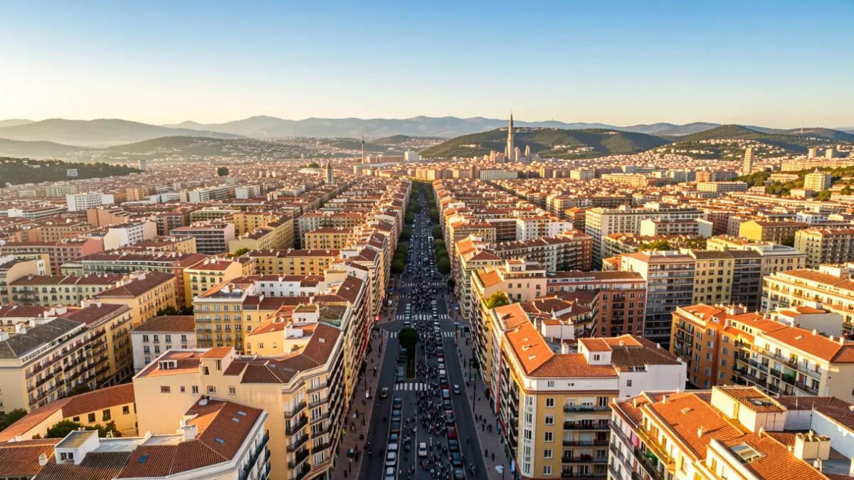 Vista aèria genèrica d'una zona urbana metropolitana a Catalunya.