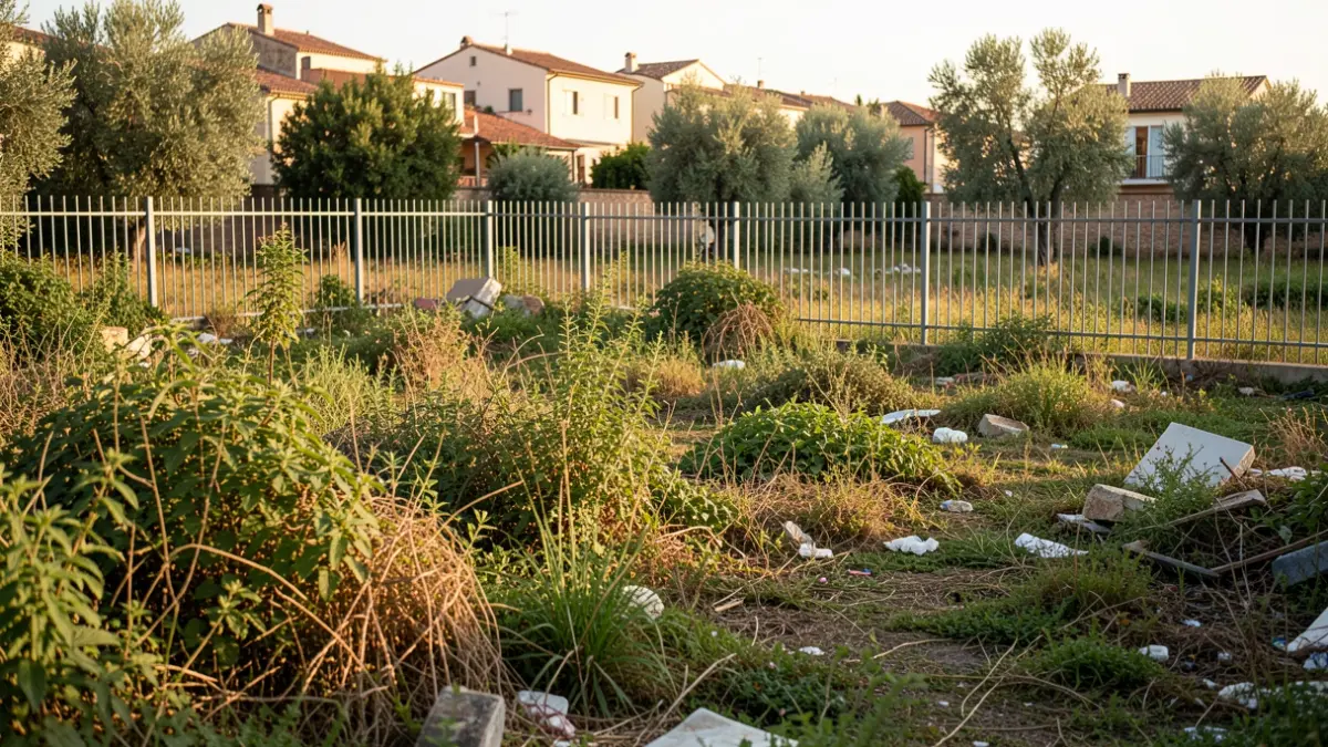 Terreno privado abandonado limpiado por el Ayuntamiento de Torredembarra.