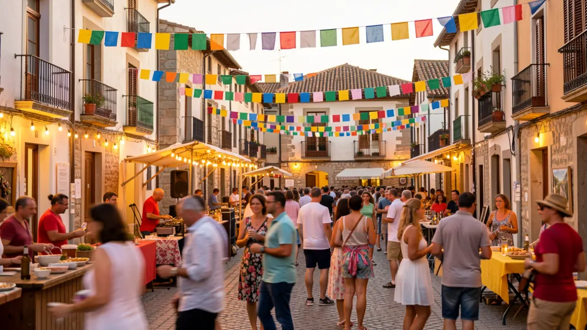 Imagen genérica de una fiesta mayor en un pueblo catalán con ambiente festivo.