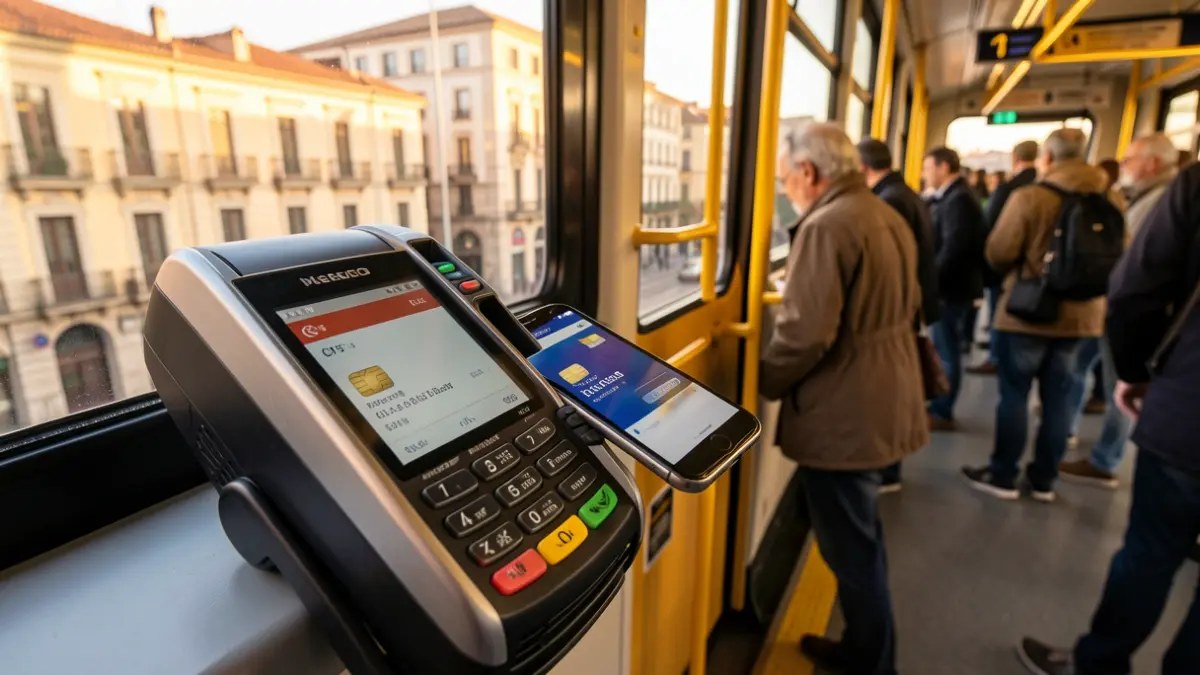 Generic image of card payment on public transport in Barcelona.