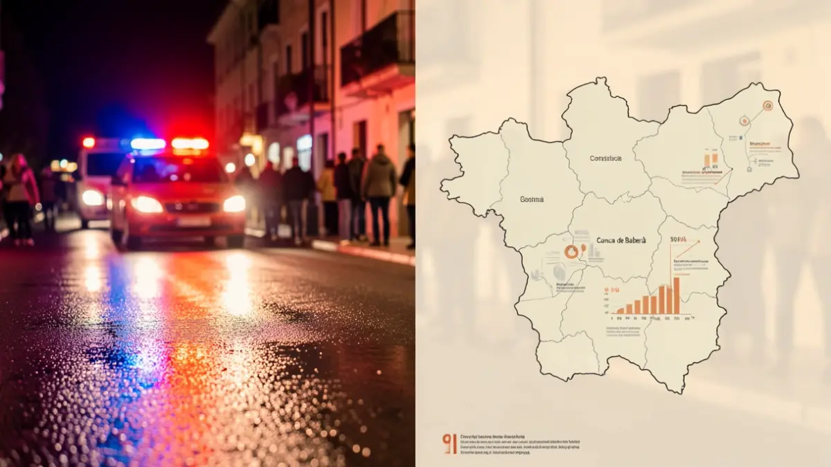 Generic image of emergency lights and a map of Conca de Barberà.
