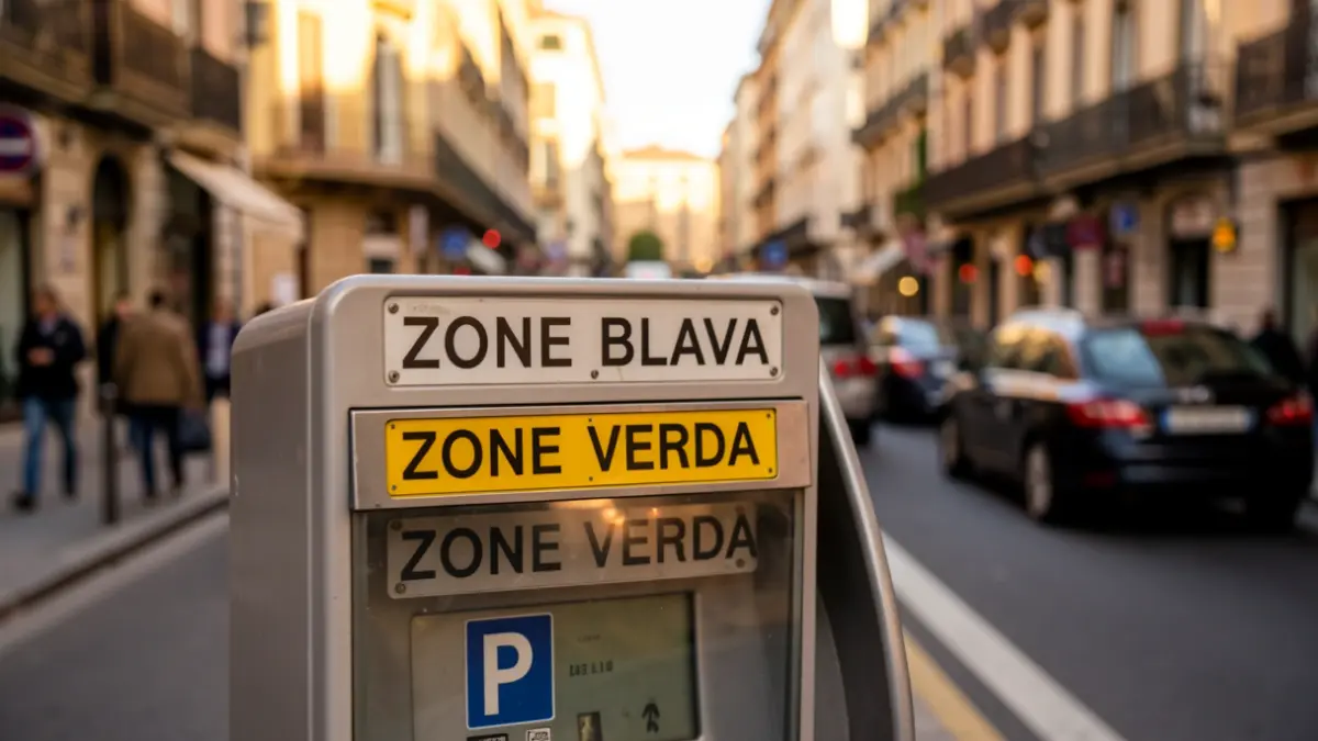 Aparell de zona blava i verda a Barcelona.