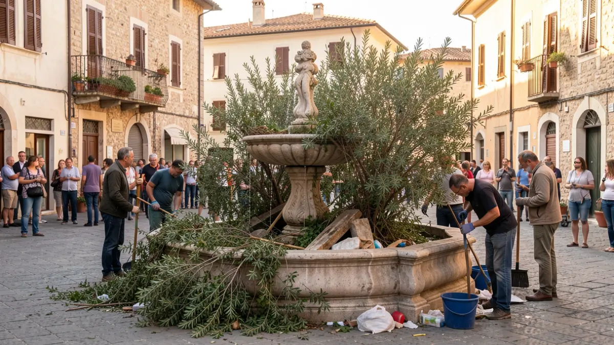 Generic image of an old fountain being cleaned.