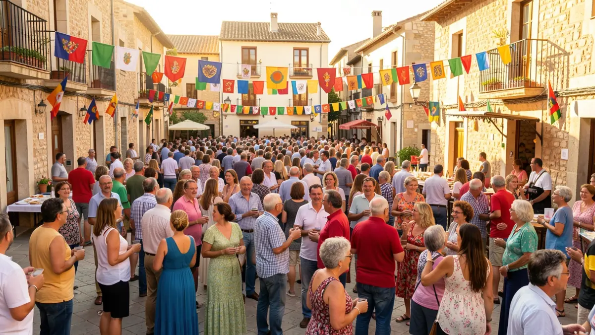 Imagen genérica de una plaza llena de gente celebrando una fiesta mayor en Vimbodí i Poblet.