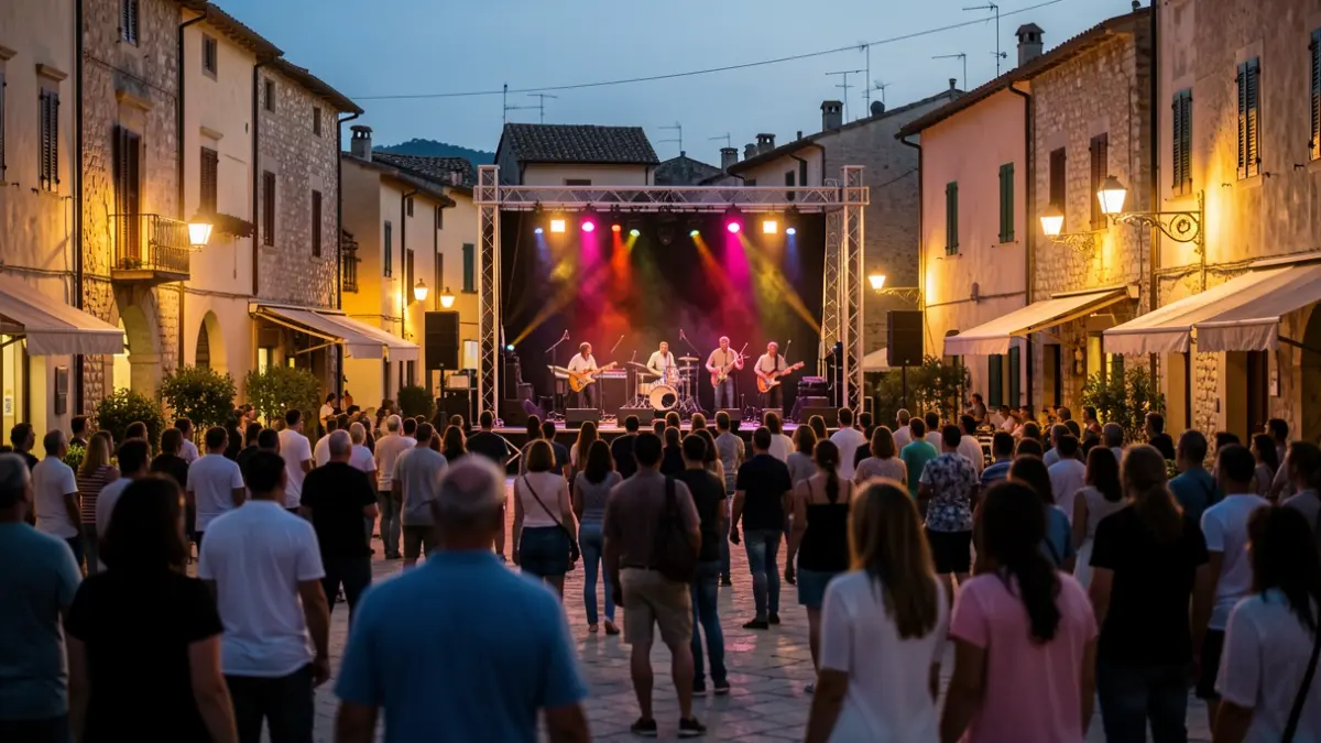Generic image of an outdoor concert in a town square.