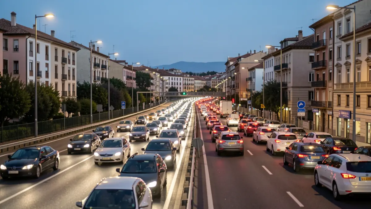 Generic image of a highway interchange in Catalunya at dusk.