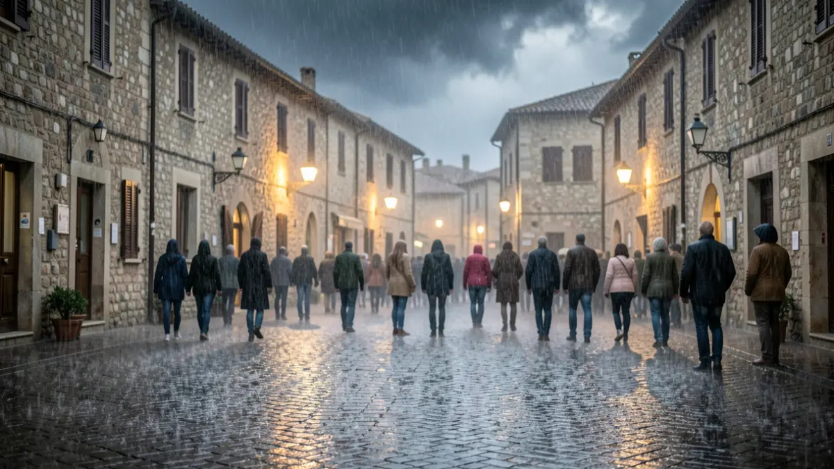 Imatge genèrica de pluja intensa en un entorn urbà mediterrani.