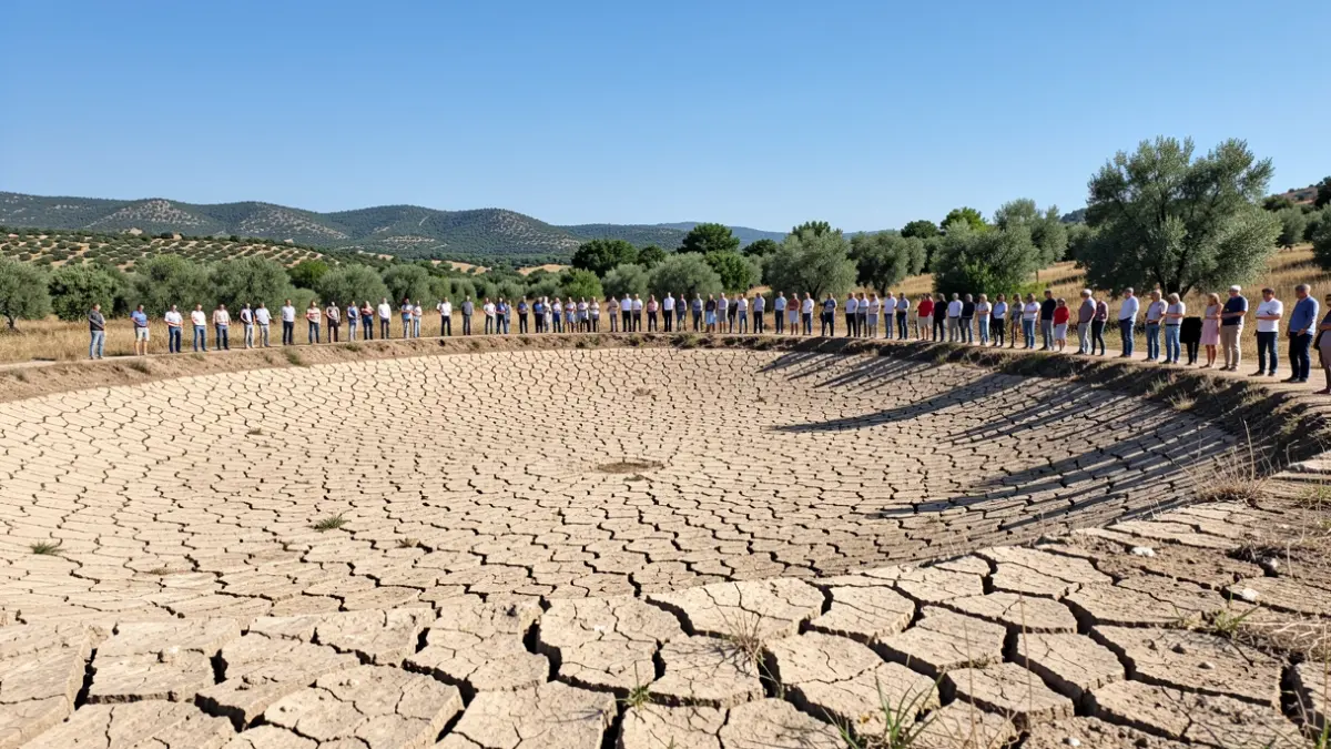 Generic image of a dry water basin in a rural setting.