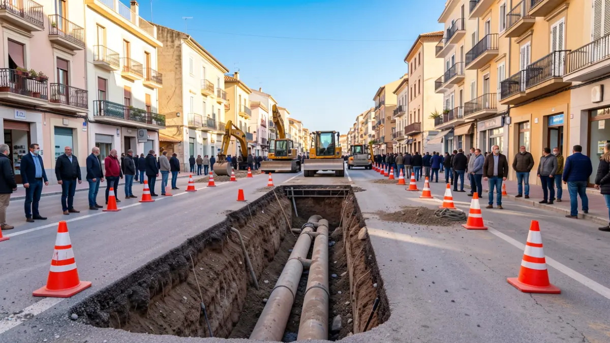 Obras en la vía pública por una incidencia en la red de agua.