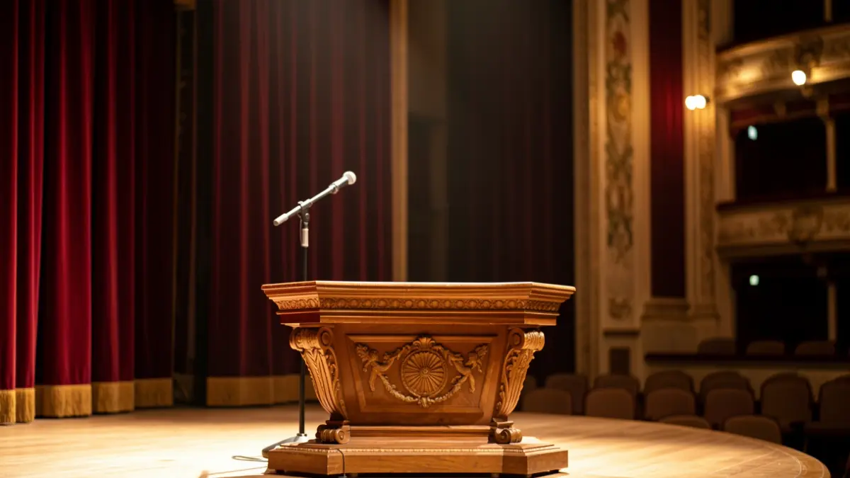 Imagen genérica de un escenario de teatro preparado para un recital lírico.