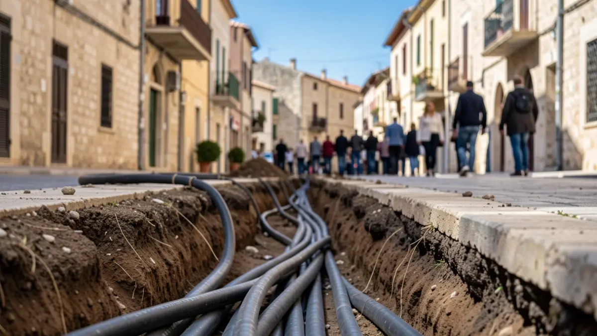 Imagen genérica de la instalación de cableado subterráneo en una calle de Alcover.