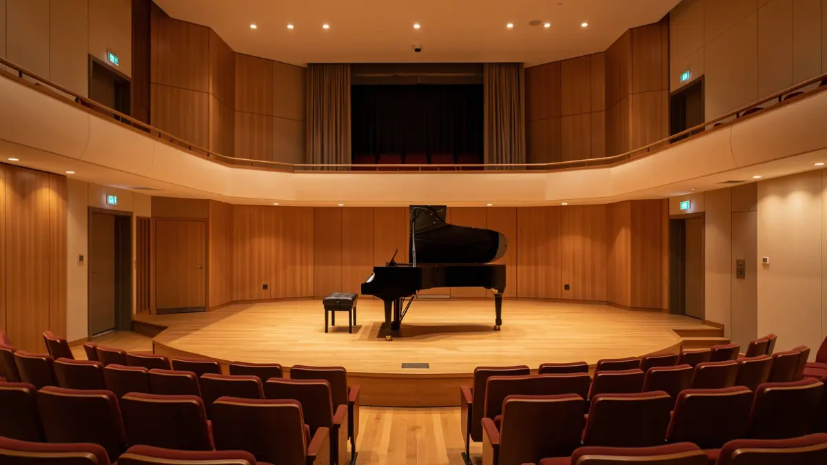Interior de l'Espai d'Arts Escèniques d'Alella preparat per a un concert.