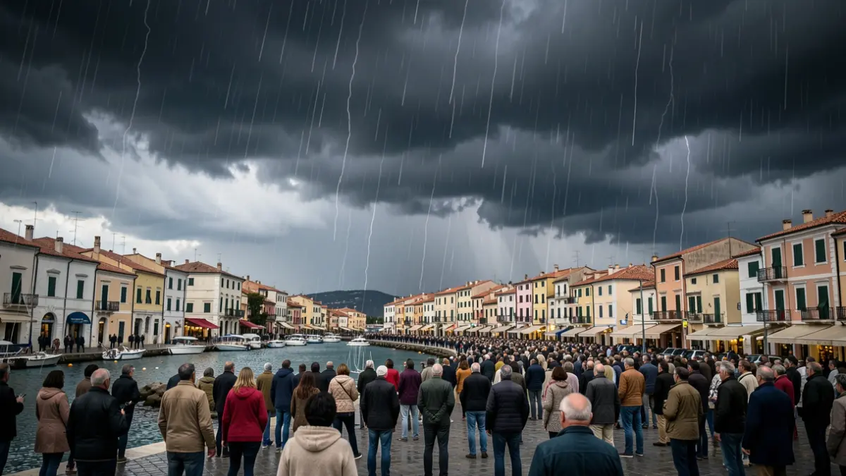 Imagen genérica de nubes de tormenta sobre una localidad costera mediterránea.