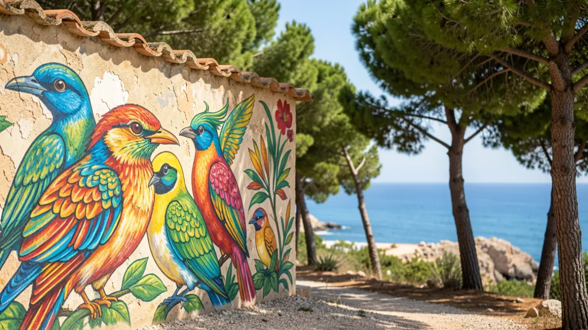 Mural d'ocells inspirat en la natura de Salou.