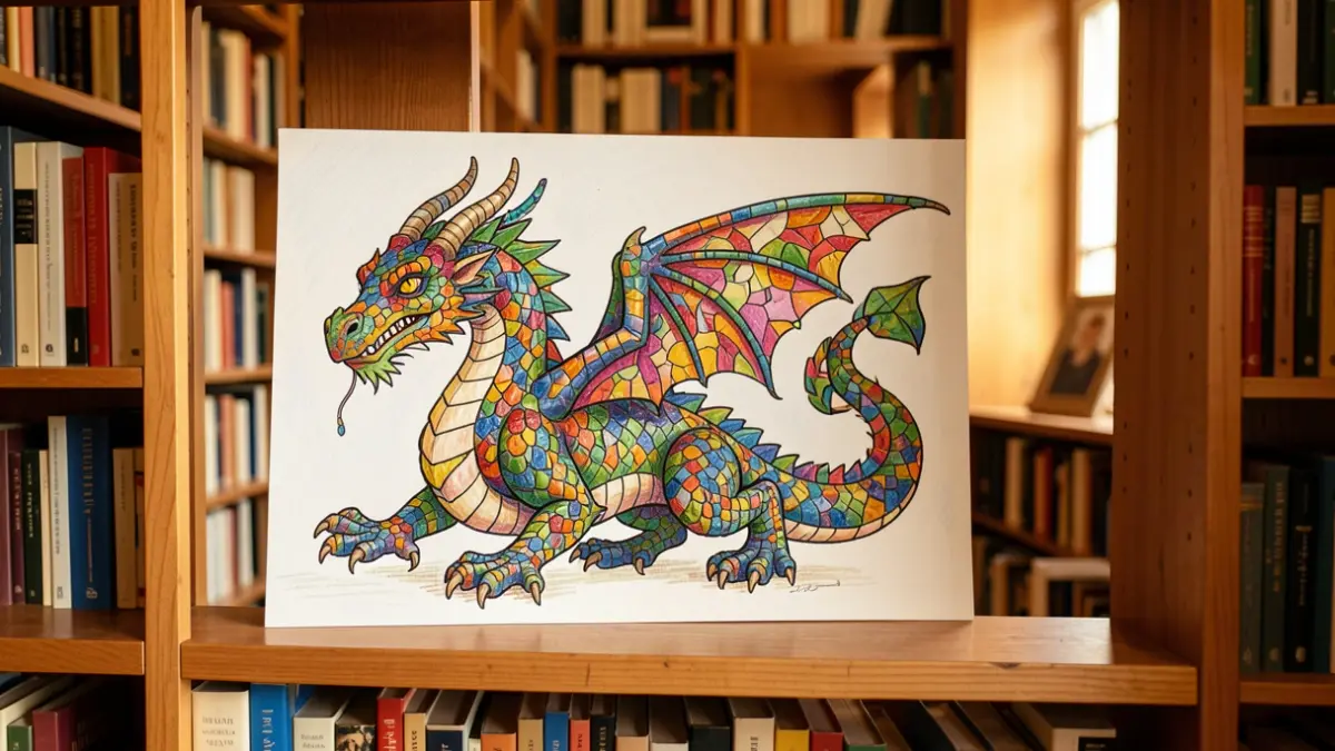 Nens construeixen un drac fantàstic inspirat en Gaudí a la biblioteca.