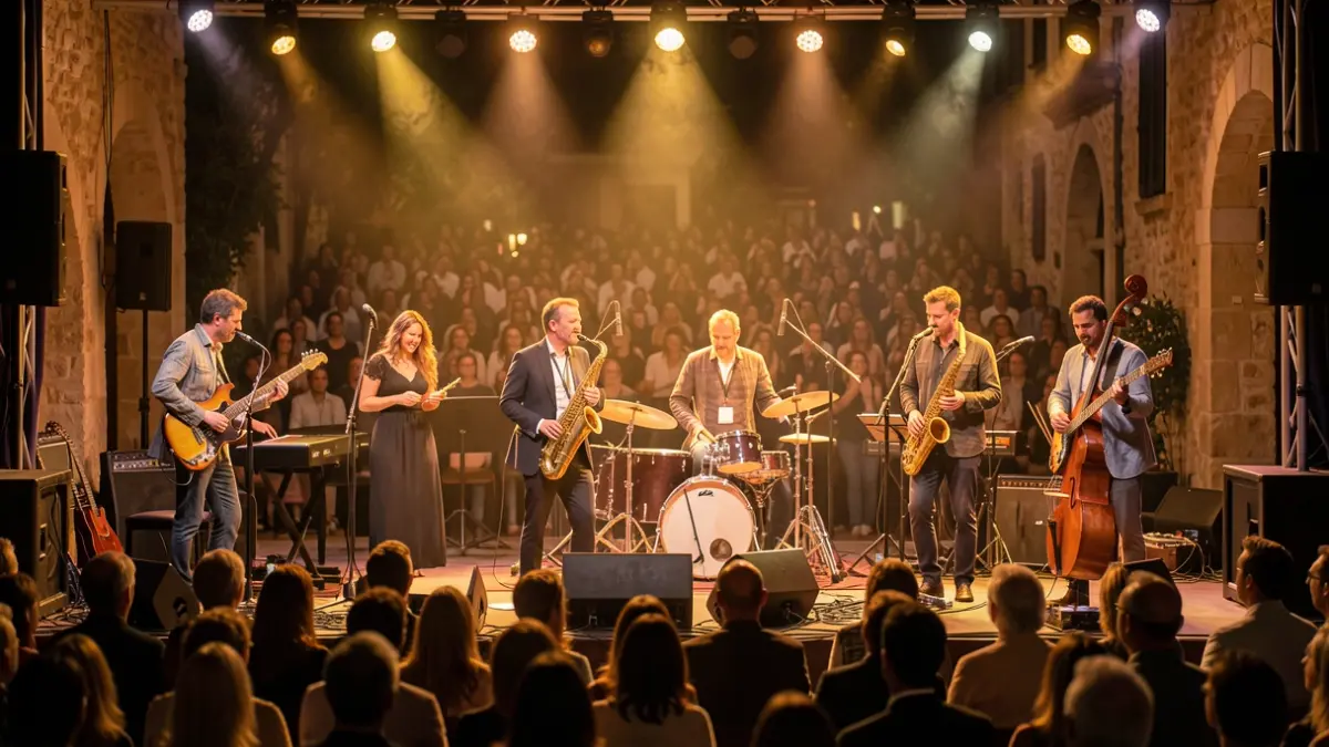 Generic image of a jazz and blues concert with an audience.