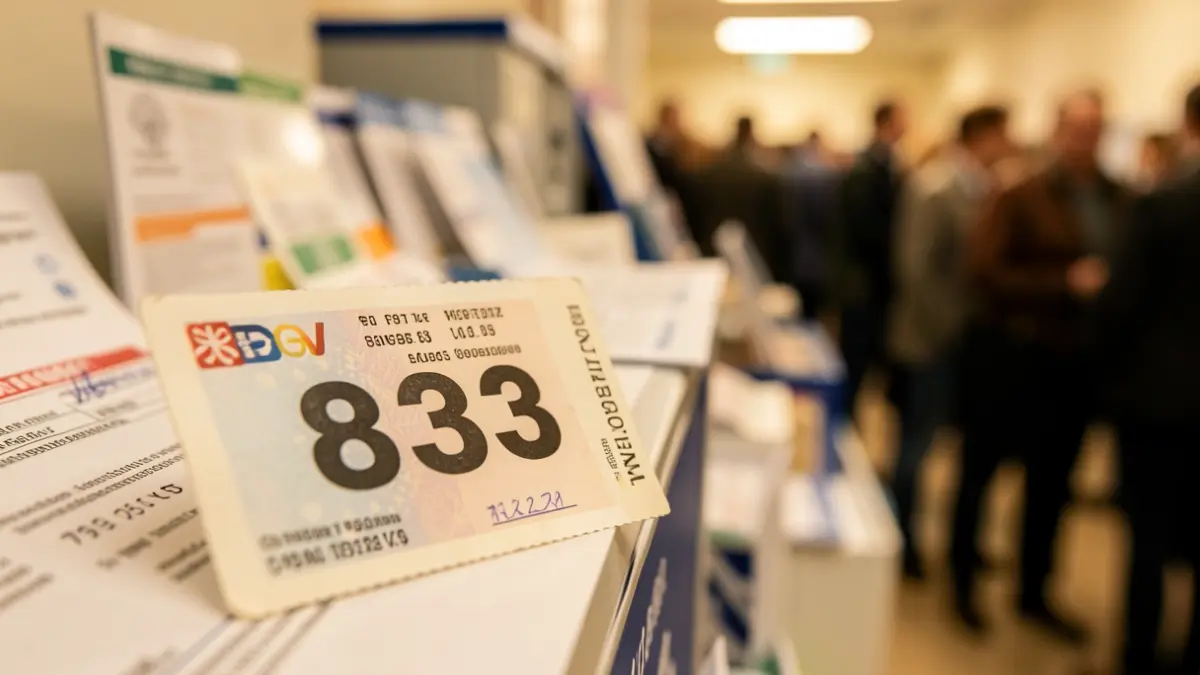 Butlleta de loteria amb el número 833.