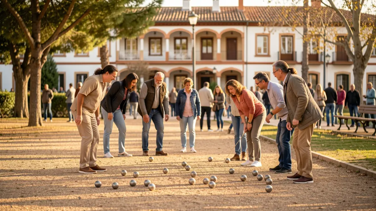 Jugadors de petanca al Parc del Pescador de Cambrils durant el campionat internacional.