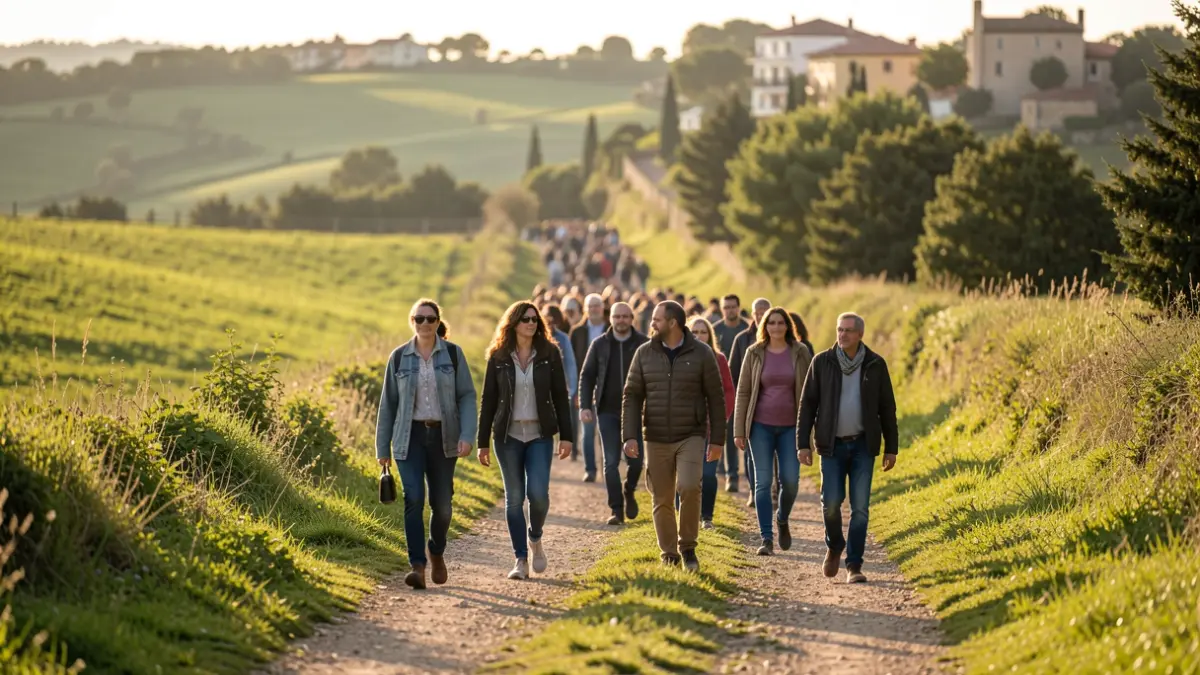 Generic image of people walking in a solidarity march in Catalunya.