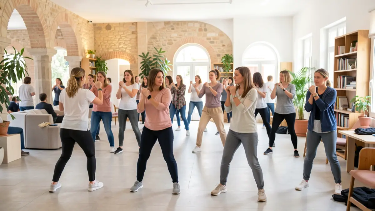Women participating in a self-defense workshop in Campllong.