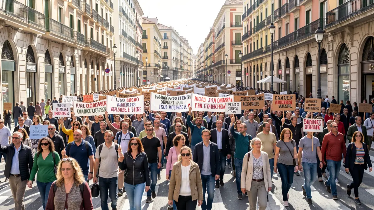 Manifestació ciutadana a Barcelona contra l'ampliació de l'aeroport del Prat.