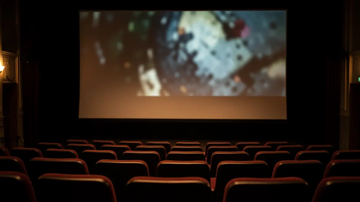 Imagen genérica de una pantalla de cine con una película abstracta.