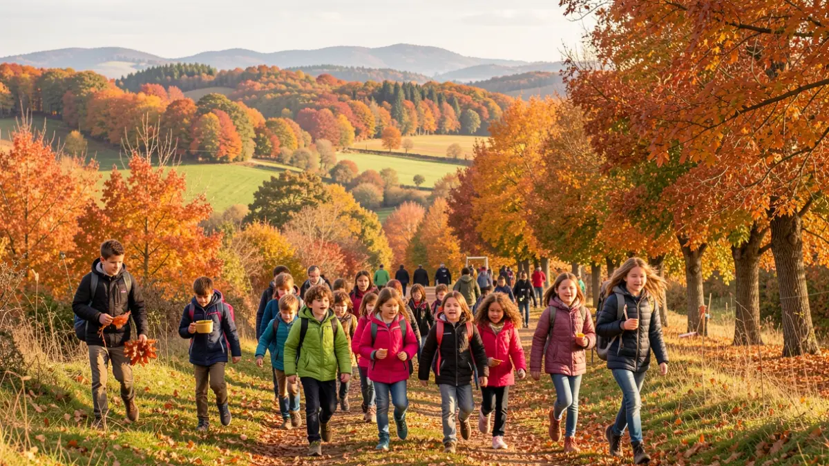 Children and young people enjoying outdoor activities in Alt Empordà during the Autumn Colonies.