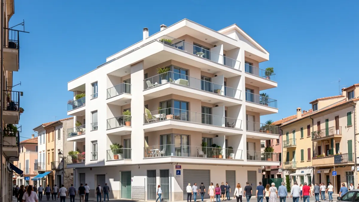 Generic image of an affordable housing apartment building in Catalonia.