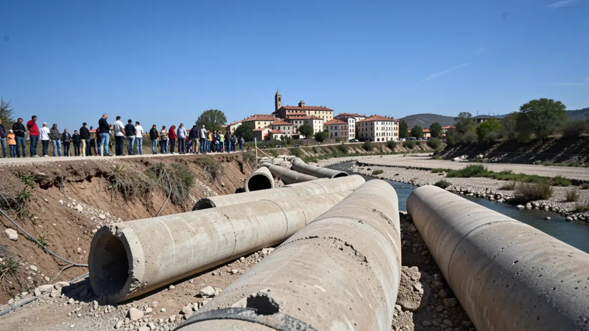 Obres d'estabilització dels marges del torrent Rigat a Folgueroles.