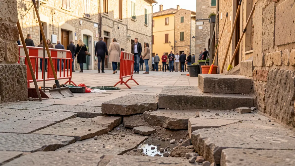 Pavement repair work at the Mil·lenari square in Corbera de Llobregat.