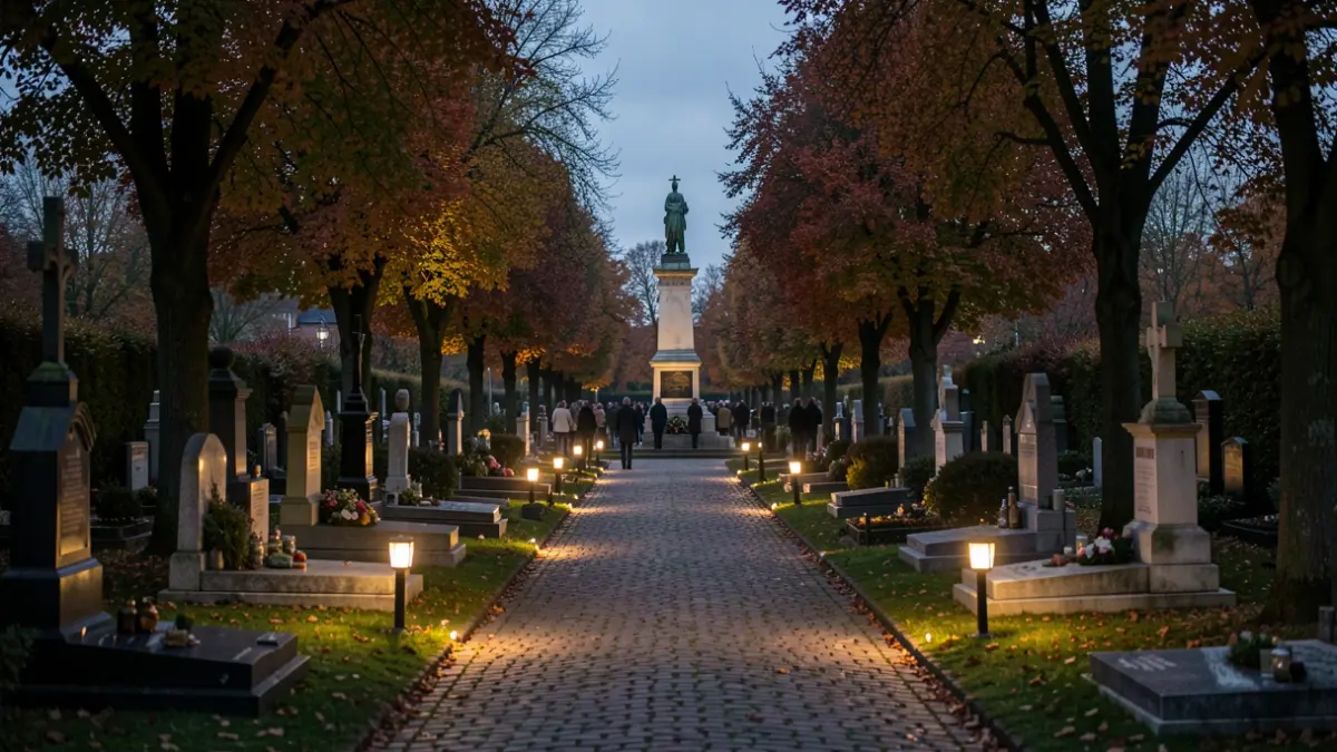 Generic image of a cemetery at dusk.