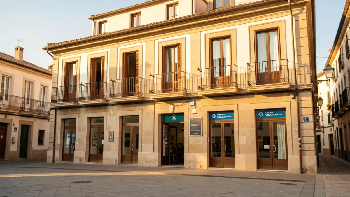 Imatge de l'edifici a rehabilitar a la Plaça de la República de Montesquiu.