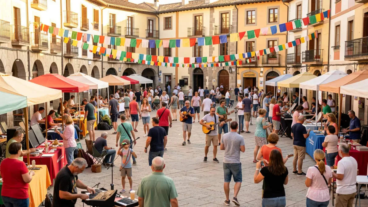 Imatge genèrica d'una plaça mediterrània plena d'activitats i gent.