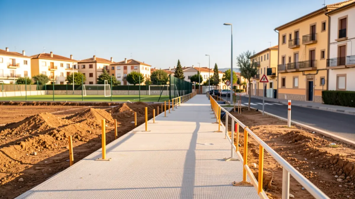 Pedestrian walkway construction in Cornellà del Terri.