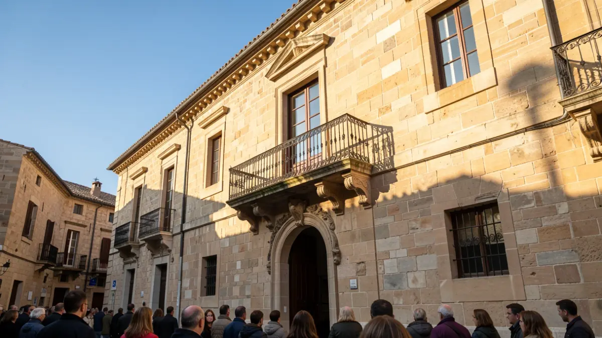 Facade of the Creixell Town Hall on a sunny day.
